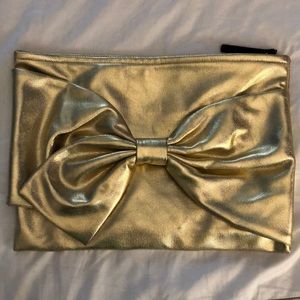 Kate spade large gold clutch purse